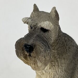 Miniature Schnauzer Salt & Pepper Silver Gray Coat Sitting Crop Ears Alert 3.25"